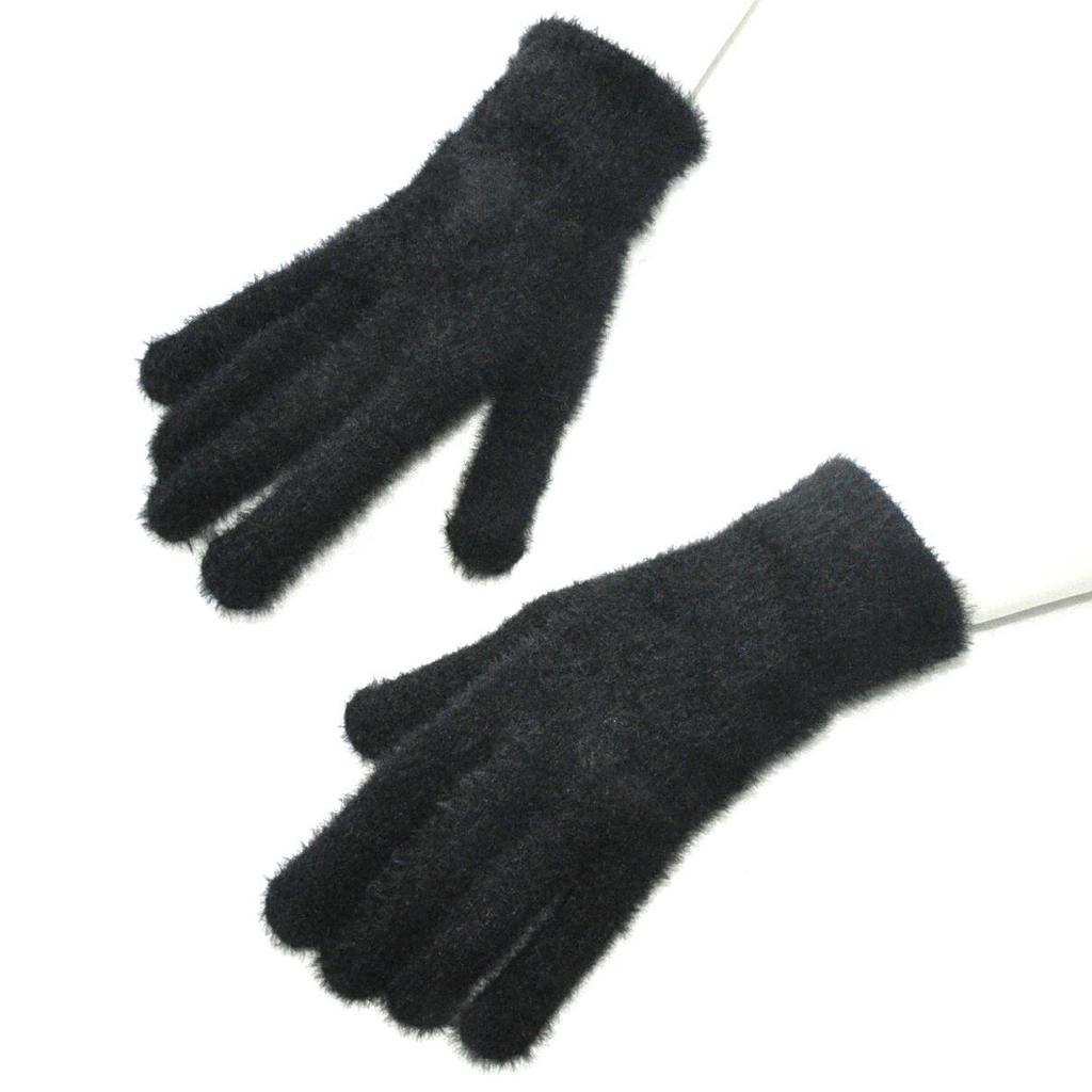Men Women Winter Thicken Plush Warm Gloves For Student New Solid Color Mink Velvet Knitted Mittens Outdoor Cycling Skiing Gloves