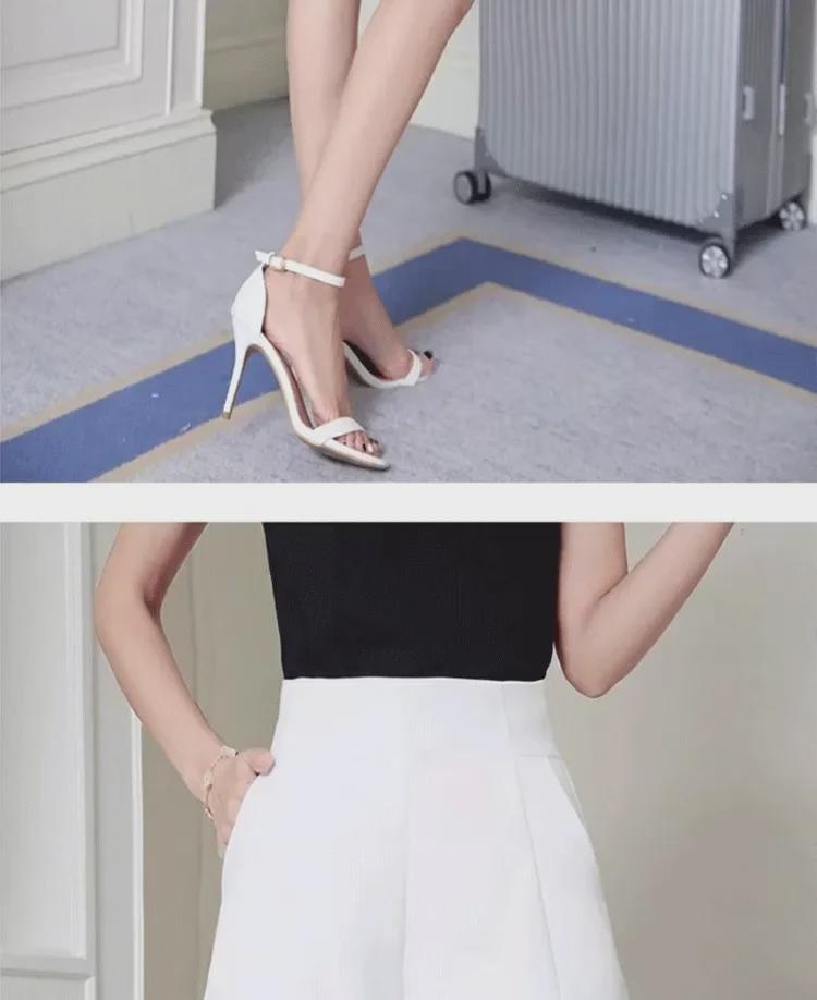 Women's White Wide-Leg High Waist A-Line Slim Suit Shorts for Spring/Summer 2024