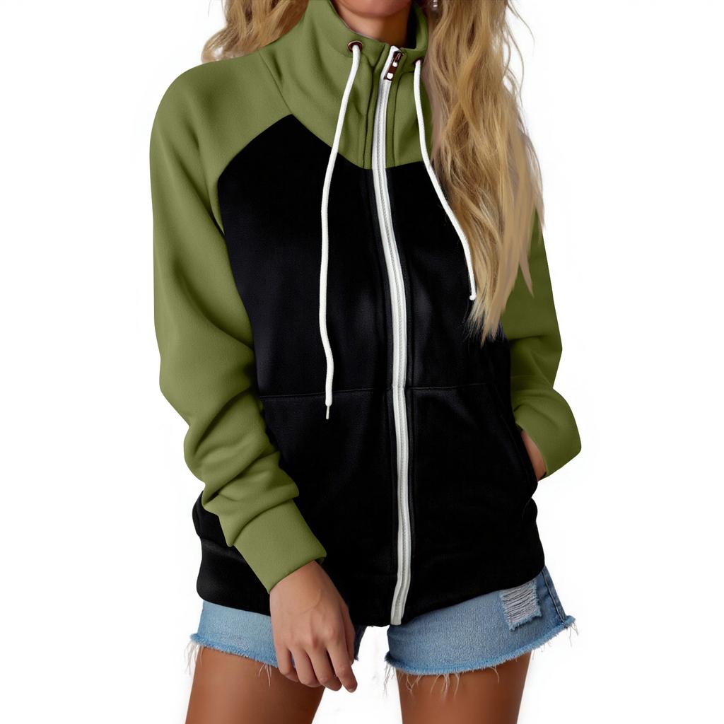 Women's Casual Loose Color Fleece Sweatshirt Top Jacket