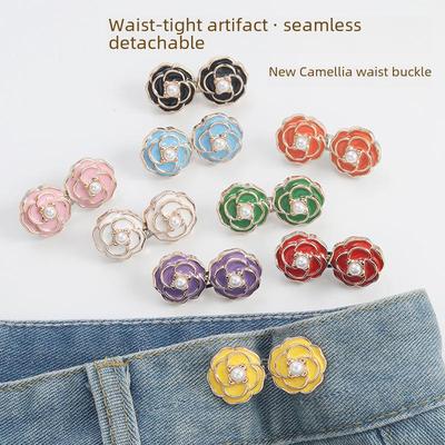 Pearl Camellia Adjustable Waist-Tightening Buckle for Jeans
