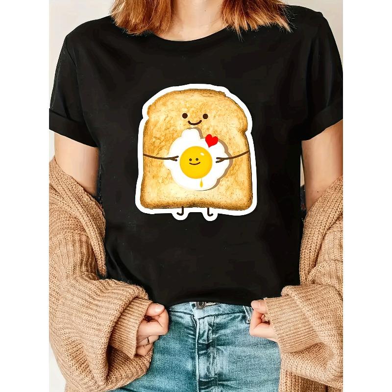 

European Size Womens Graphic Print T Shirt Short Sleeve Crew Neck Casual Top Spring Summer Wear 4XL