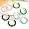 European and American exaggerated fashion handmade rice bead circle earrings colorful simple color matching hand-woven earrings