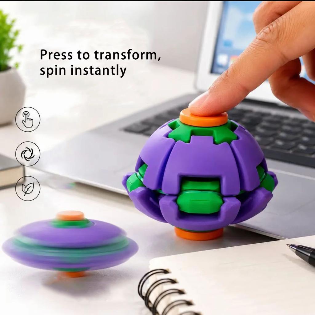 Palla Fidget a Pressione e Rotazione Stampata in 3D, Pallina Fidget Spinner Deformabile a Un Clic, Giocattolo Sensoriale Rilassante per lo Stress a Rotazione Fluida