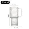 Large Capacity Glass Cup with Handle and Gem Pattern
