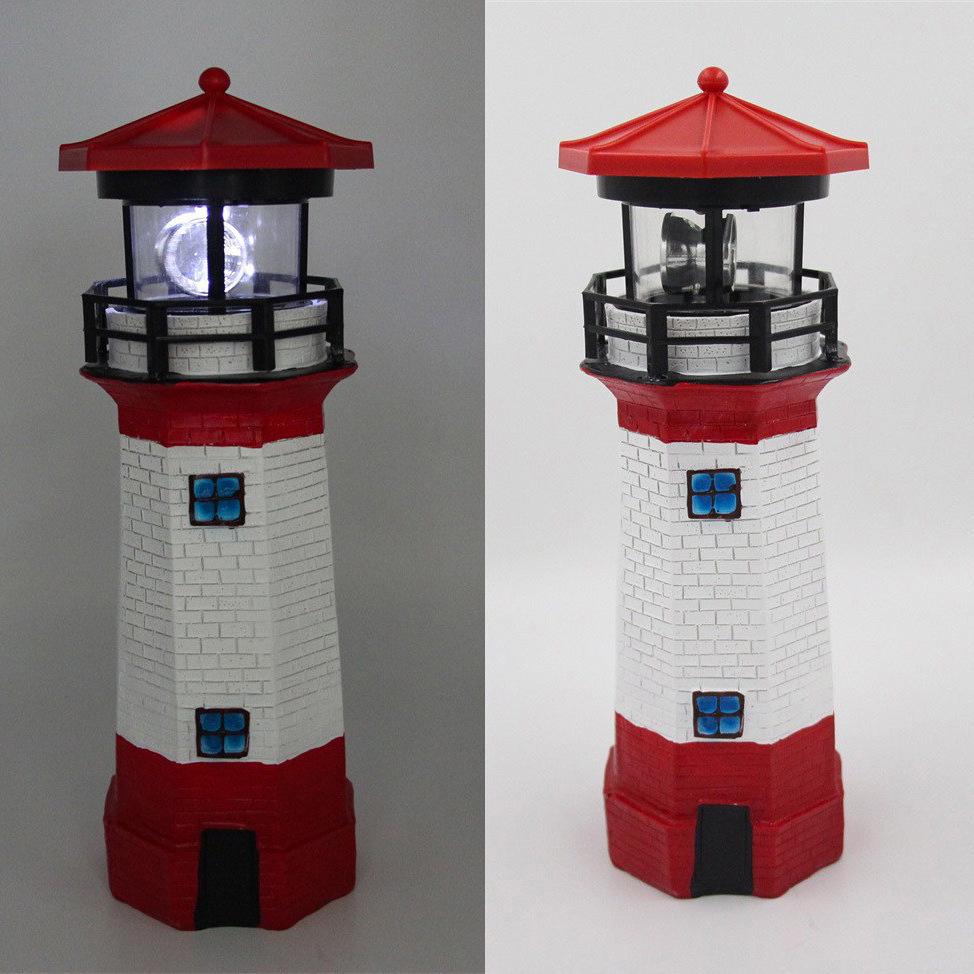 Solar Rotating Lighthouse Resin Garden Ornament