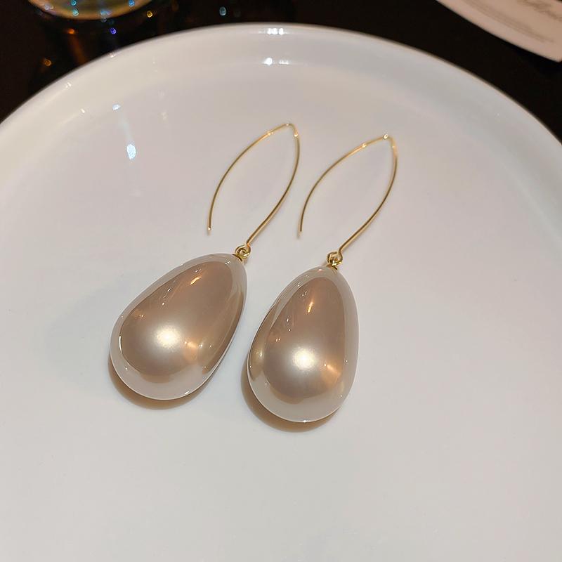 

Жемчужные серьги-капли для женщин, французская мода, простой стиль, серьги-подвески, шарм, новые однотонные цирконы, подарок шампанского