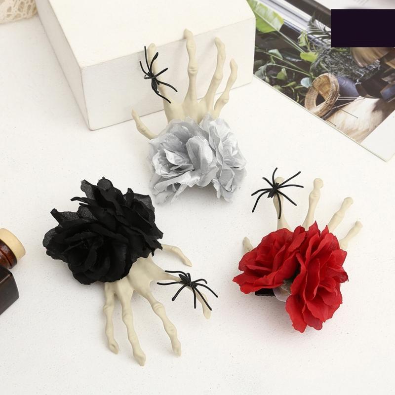 Halloween Rose Headband Dark Spiders Hair Clip Cosplay Party Headwear Hair Hoop Dress Up Party for Masquerade