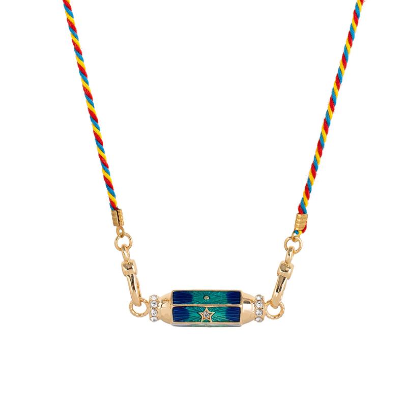 Retro Colored Stainless Steel Pendant Necklace For Women Handmade Braided Rope Chain Jewelry Accessories
