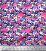 Soimoi Japan Crepe Satin Fabric Camouflage Texture & Flamingo Bird Printed Craft Fabric by the Metre 42 Inch