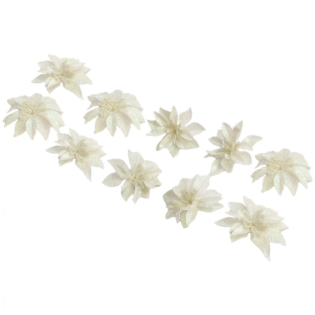 9cm Glittery Poinsettia Flowers Hanging Decoration for Christmas Tree