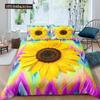 Vintage Sunflowers Duvet Cover Set Letters Bedding Set Letters And Sunflowers Printed Retro Girls Queen Size 23pcs Quilt Cover