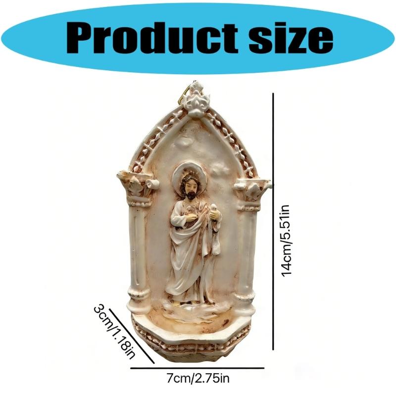 Resin Catholic Sant Judas Tadeo Holy Water Font for Entrance Home Wall Hanging Religious Gift Sant Jude Holy Water Font