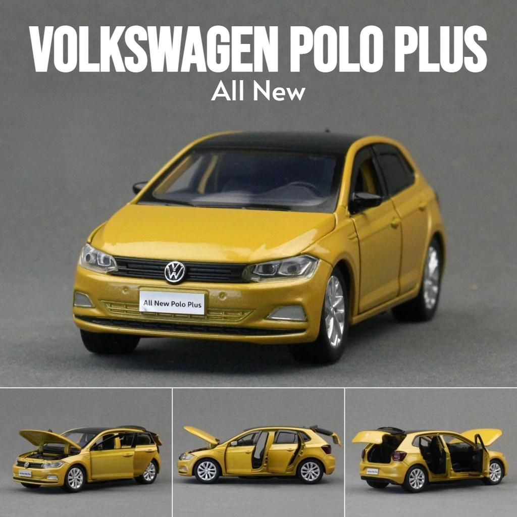 1/32 Scale Polo Plus Sedan Toy Car Model Diecast Alloy Metal Miniature Sound & Light Collection Gift for Children Boys Kid