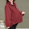 Women's Plus Size Solid Color Hooded Jacket – Drawstring Pocket Windproof Coat (Sizes 3XL-7XL) for Middle-Aged Women