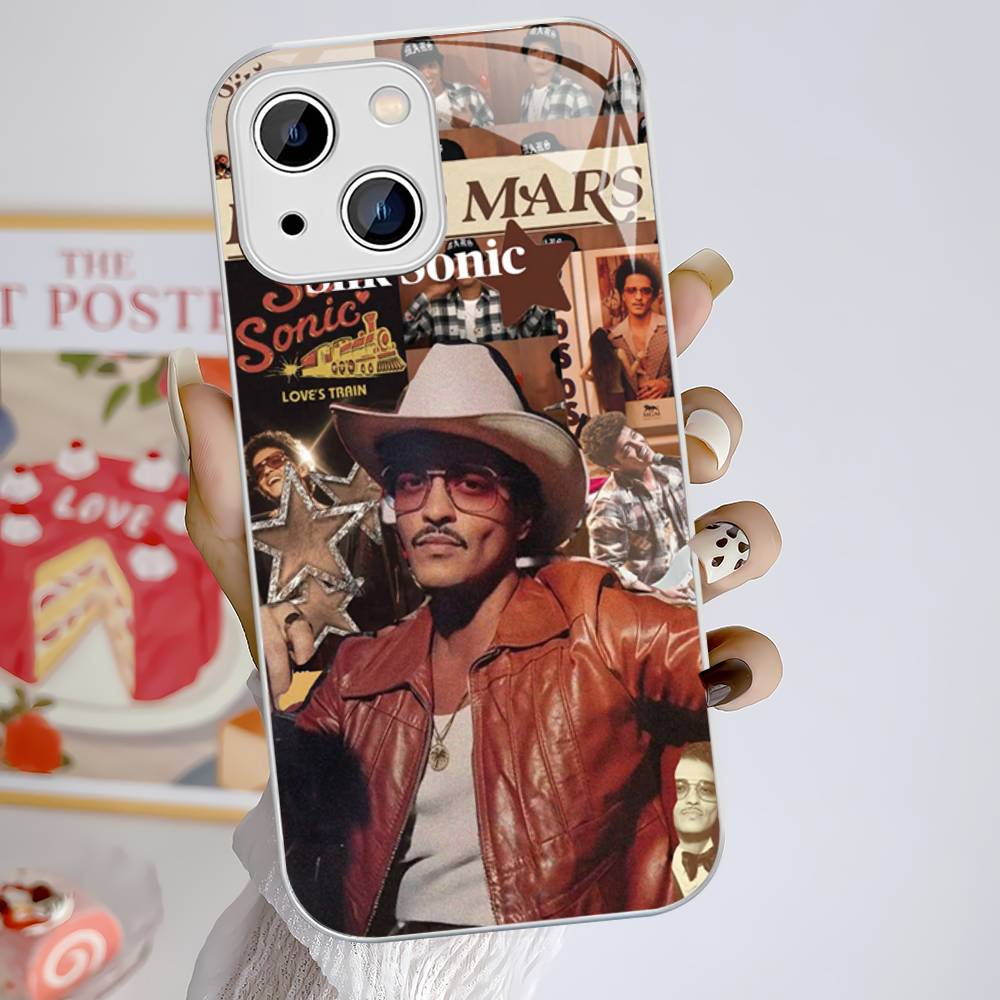 B-Bruno M-Mars Singer Tempered Glass For Iphone 14 13 12 11 Pro Mini XS MAX 14Plus X XS XR Fundas