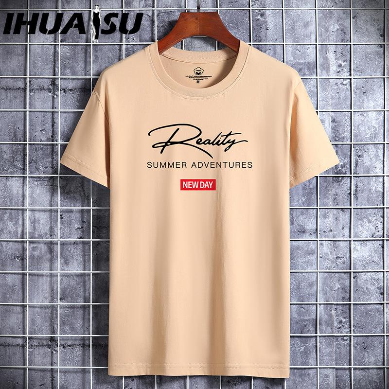 IHUASU Cotton Short Sleeve T-shirt Men's Fashion Loose Half Sleeve Shirt Printed Compassionate Shirt