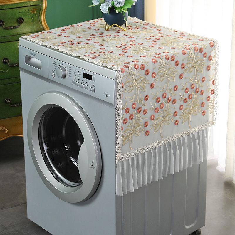 Lace Embroidery Washing Machine Covers Sunscreen Anti-slip Dust Cases for Automatic Protective Cover Decoration