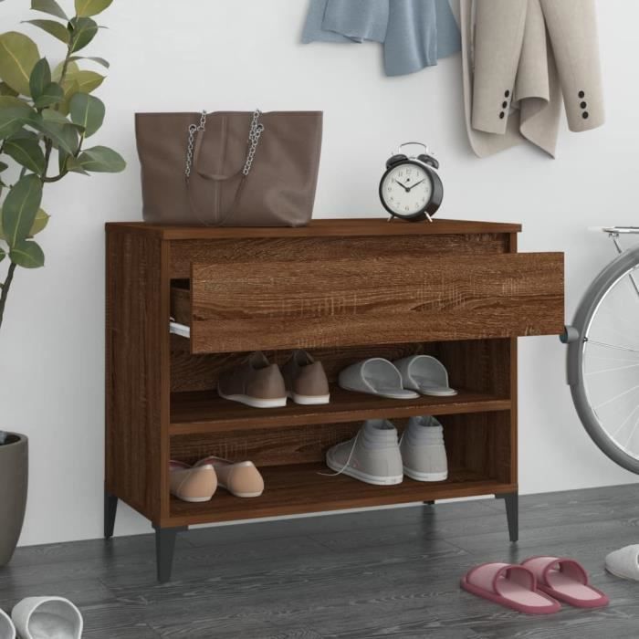 VidaXL Shoe Cabinet Smoked Oak 70x36x60 Cm Engineered Wood 819769