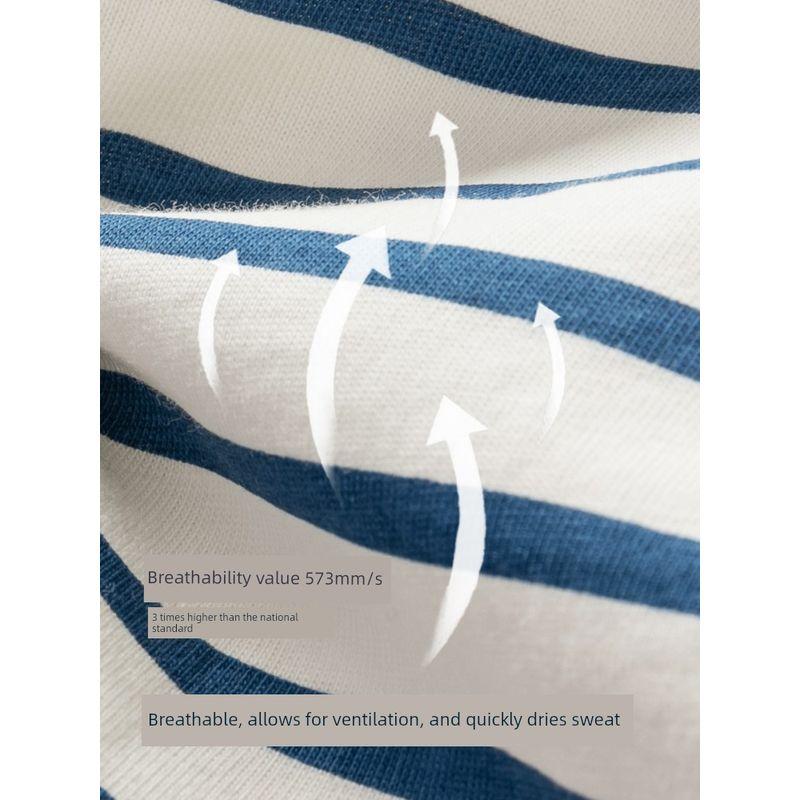 David Bella Kidsren's Short-Sleeved T-Shirt 2026 Boys' Summer Clothing New Pure Cotton Bottoming Shirt Baby Boy Stripesd Top