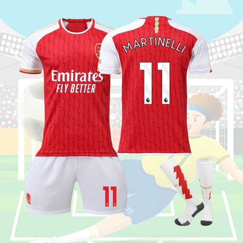 Stylish And Comfortable 2023-24 Arsenal Home 7 Saka 8 Elneny 9 Jesus 11 Martinelli Football Jersey For Children