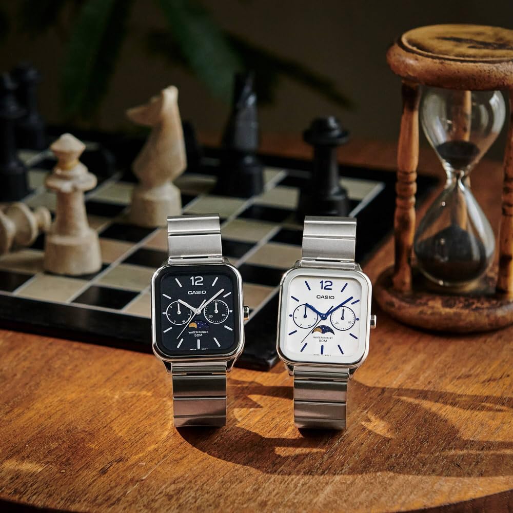 Casio Relógio Branco Prata Clássico Masculino - MTP-M305D-7AVDF Mostrador, Pulseira, Prata,