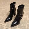 French high-end pointed-toe women's ankle boots 2026 autumn/winter new style fashionable and versatile high-heeled fashion boots