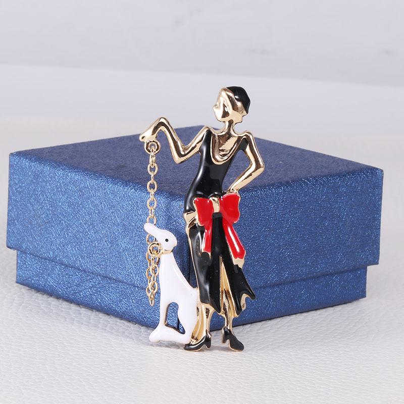 

Модная брошь из сплава с капающим маслом «Темпераментная девушка», универсальная булавка для воротника, устойчивая к свету, фиксированная прищепка для одежды чёрный