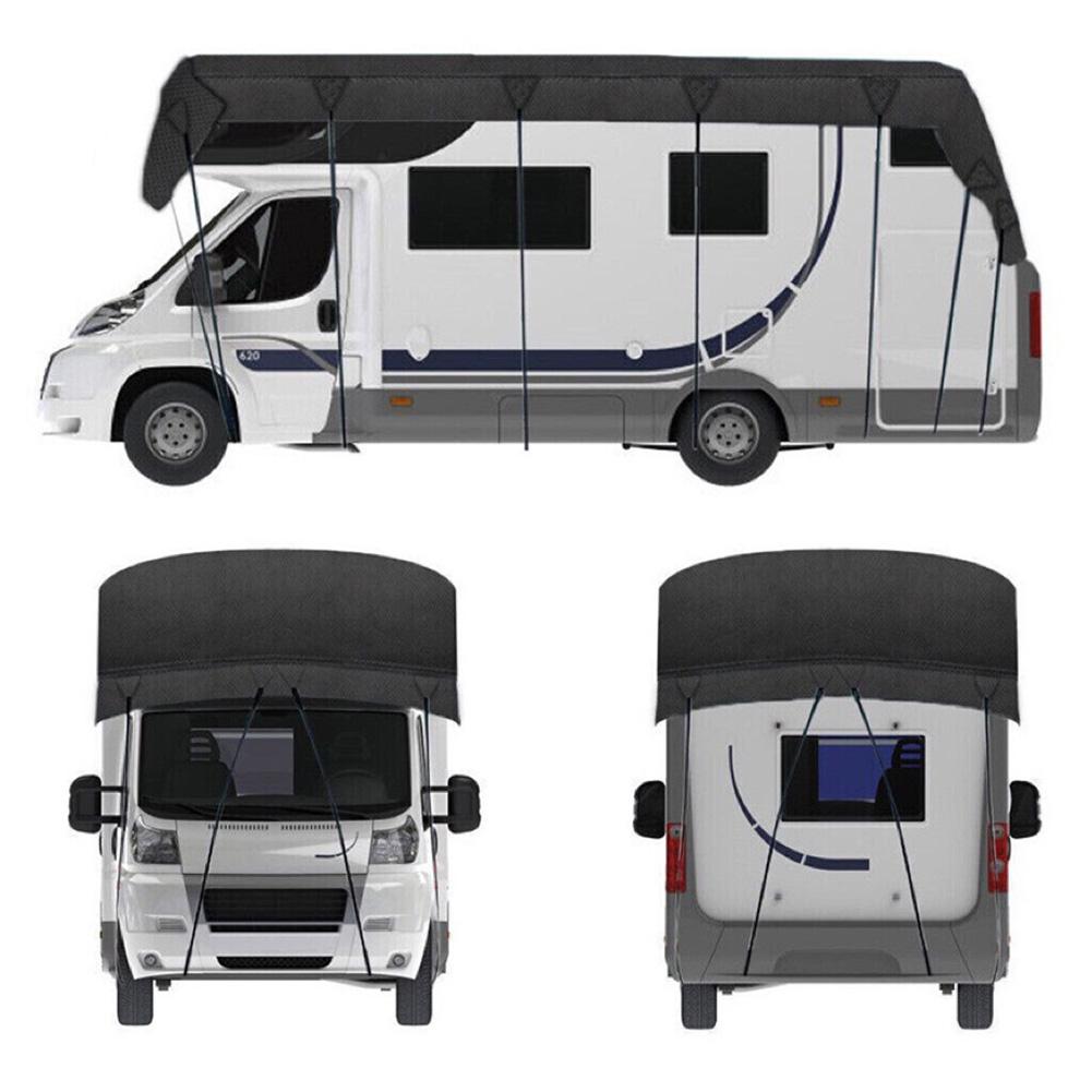 210D Oxford Cloth RV Roof Protective Cover Black Foldable Sunscreen RV RV Cover Resistant Roof Waterproof Supplies 16.4ft*9.84ft