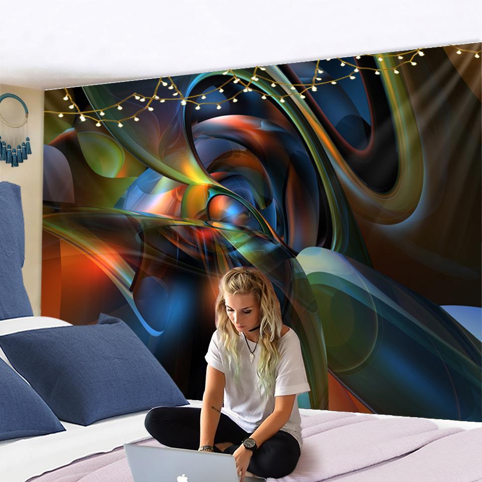 Tapiserie cu tunel spațial-timp tridimensional, agățat pe perete, linii geometrice, hippie, boem, magie, misterios, decor pentru sufragerie