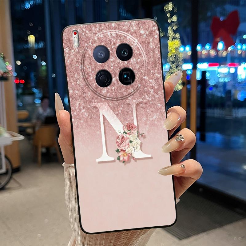 Cover For Tecno Camon 40 Premier 5G Case New Letter With Flower Shiny Starry Sky Soft Silicone Black Back Anti-scratch Cover