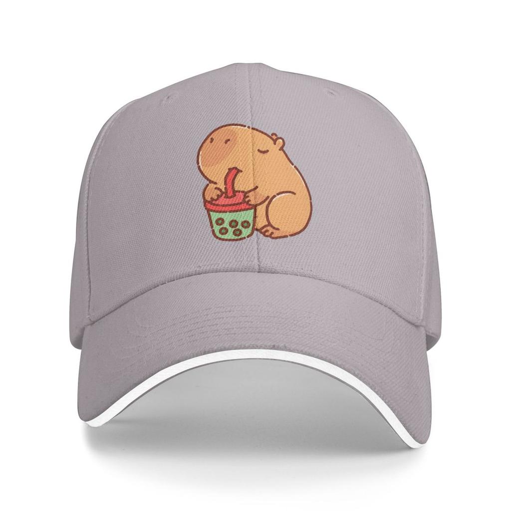 Baseball Hats Cute Capybara Loves Bubble Tea Thermal Outdoor Streetwear Summer Sports Baseball Caps Hip Hop Cap Casquette Hats