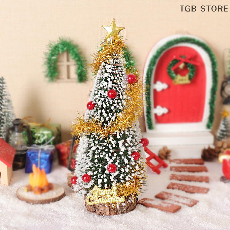 1Pcs Mini Christmas Tree Cedar Tree Model Xmas Scene Decor Ornament House Festival Decoration Toys