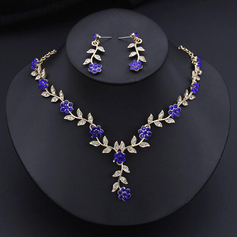 Fashion Pendants Necklace Earrings Sets for Women Flower Jewelry Set Bridal Wedding Choker Necklace Set Accessories