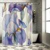 Elegant Iris Flower Pattern Shower Curtain for Home Decor - Soft Purple and Blue Floral Design Waterproof Bathroom Accessory