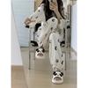Panda Linen Slippers For Women Man Four Seasons Indoor Anti Slip Soft Sole Cute Stillness Floor Slipper For Couple