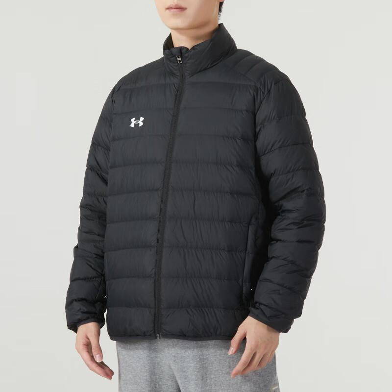 Under Armour Ensfarget ståkrage sportsvindtett varm dunjakke unisexjakke svart 23600804-001
