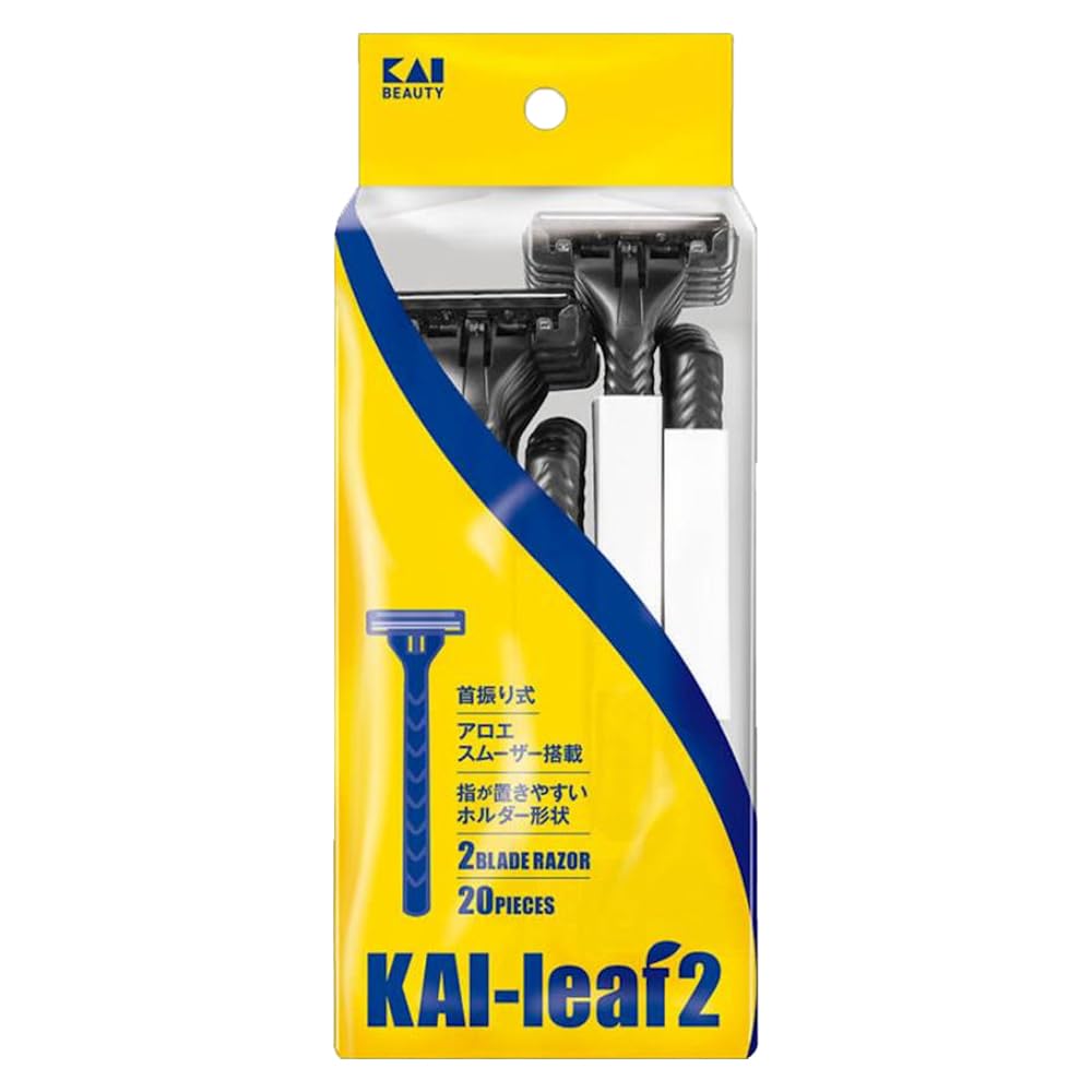Kai Corporation KAI leaf2 large disposable beard shaving GA0123 20-pack, 2-blade, capacity, razor, razor, чёрный