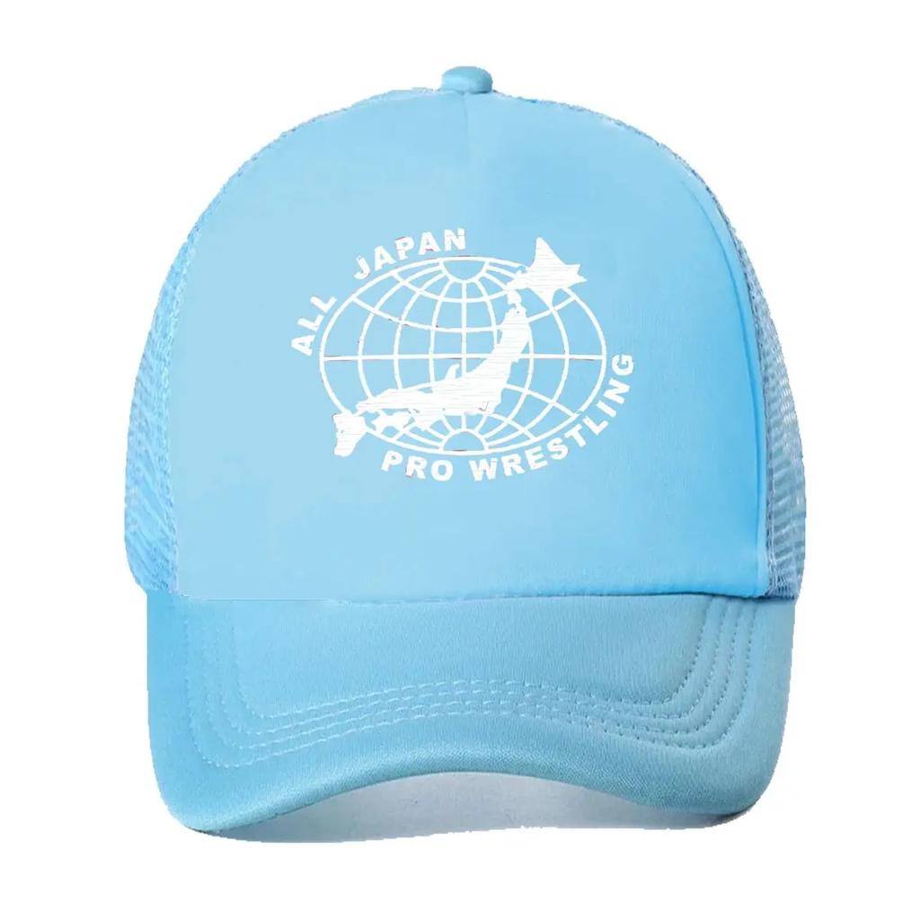 Wrestling  themed Graphic All Japan Pro Wrestling Globe  logo for Sports  cultural Design Mesh Baseball Cap