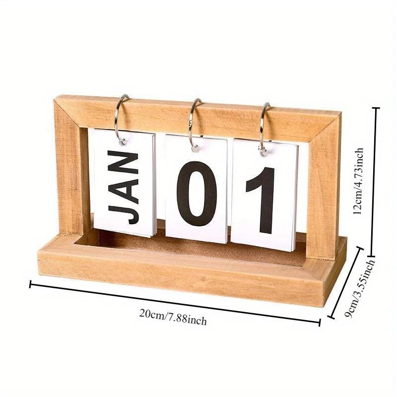 Calendar perpetuu din lemn Flip Month Data Display Program de birou Planificator zilnic Office Home Decor Photo Props