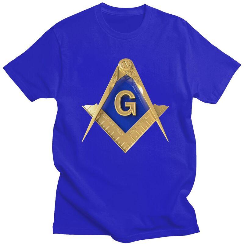 Custom Freemason Gold Square Masonic T Shirts Men Tshirts Casual Tee Slim Fit Tshirts Gift