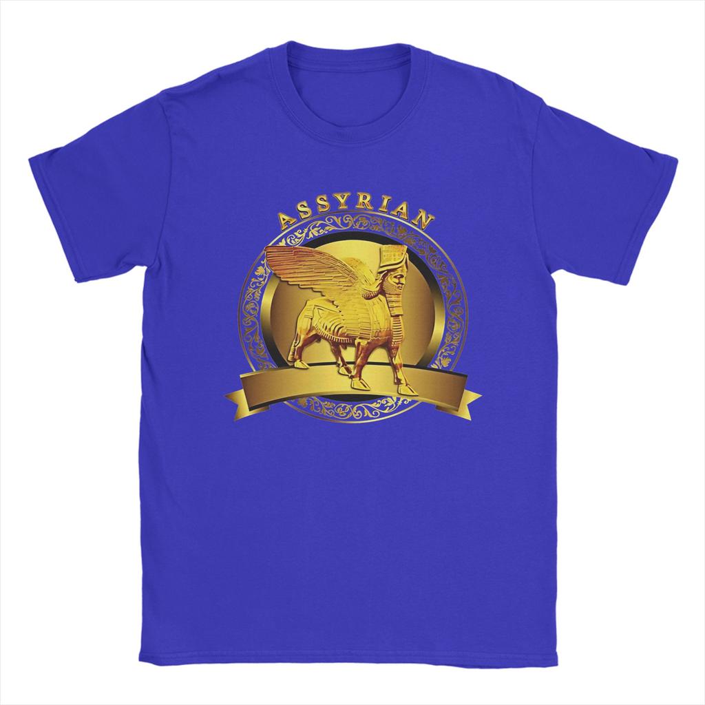 Casual T Shirt Summer Assyrian Lamassu Gold Logo Hippie T-Shirts  Cotton Tshirt for Men Awesome Short Sleeve Tops
