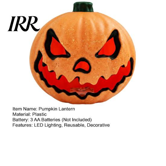 Intricate Cutout Pumpkin Light Halloween Evil Lantern, Large LED Up Jack O Lantern Decor with Integrated for Party Scene, Spooky Outdoor Indoor