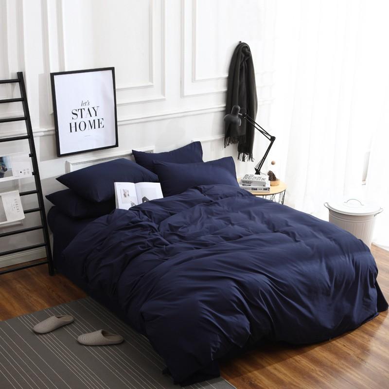 Soft Brushed Microfiber Bedding Set 4PCS Solid Color Minimalist Nordic Style Queen King Size