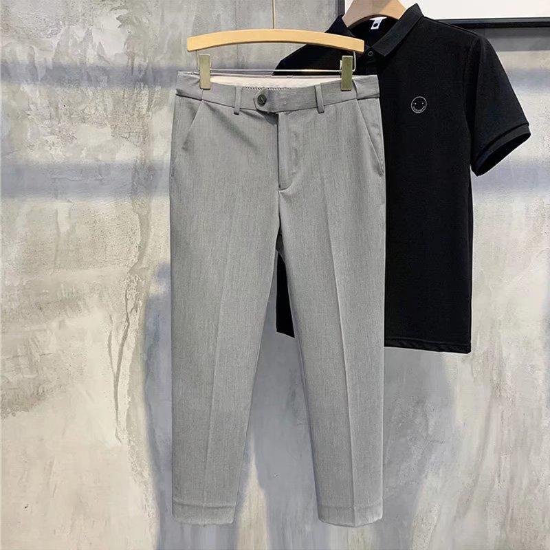 Summer new drape non-ironing small trousers men's slim-fitting retro trousers light business simple casual trousers
