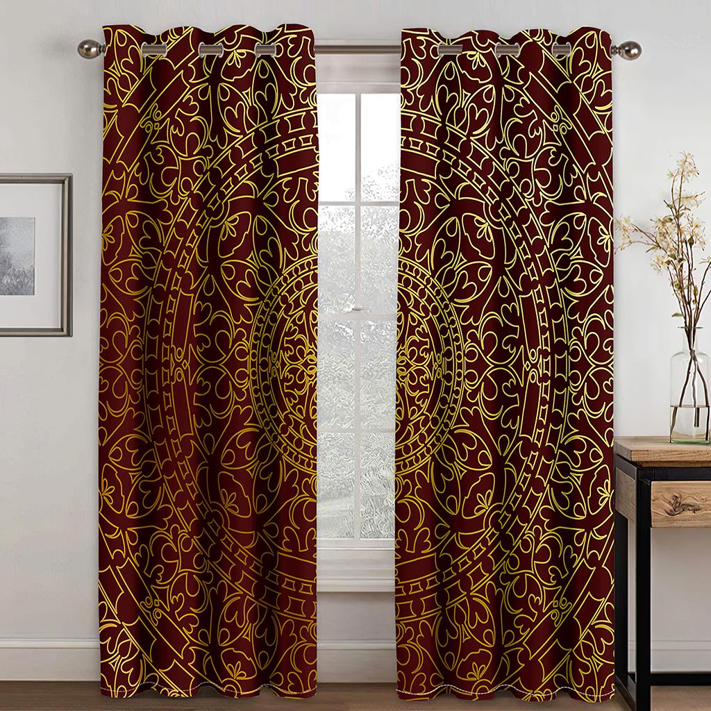 

Бохо стиль кешью цветок дизайн 3D цифровая печать солнцезащитный козырек тонкие шторы для гостиной спальни шторы 2 панели 100W130H(CM)40x51in&Grommet Top