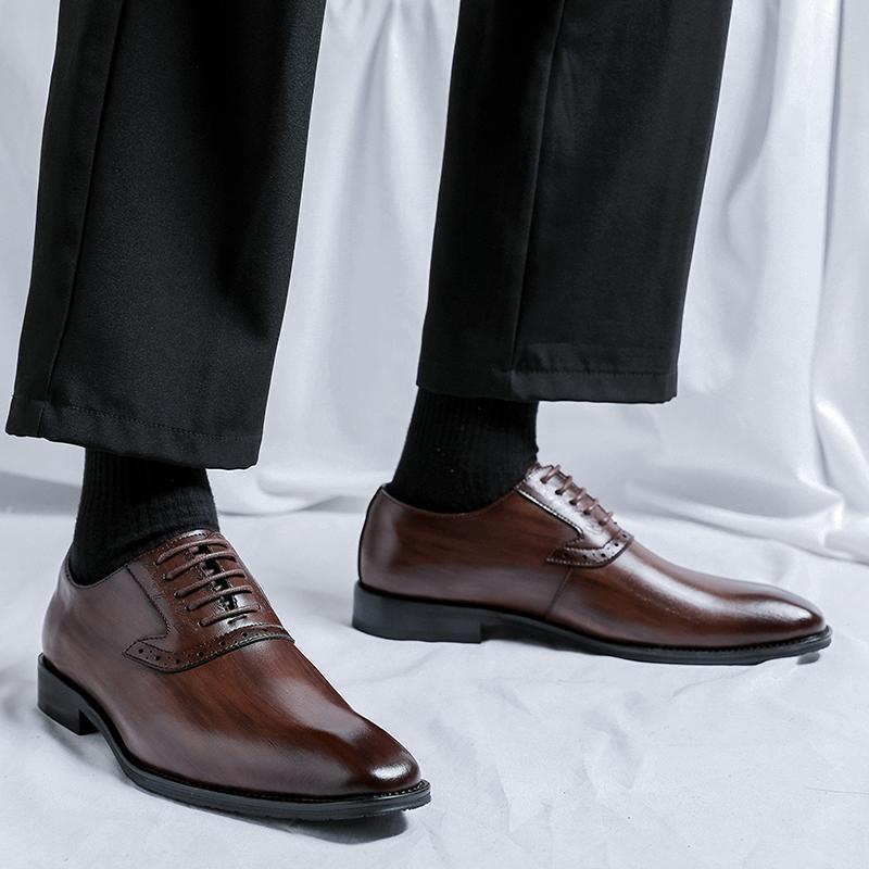 Fashion Men's pointed formal leather shoes Luxury high-quality flat bottom office outdoor leisure business party Men's wedding shoes