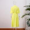 Casual Women's Lace Up Dress Single-Breasted Turn-Down Collar Short Sleeve Lady Dresses Loose Female Robe
