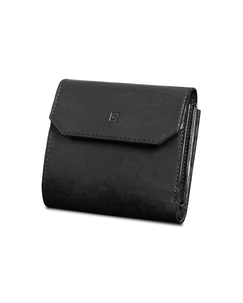 Kawaoto Men's Bifold Wallet, Pueblo Leather, Genuine Leather, Compact, Made in Japan, Coin Purse, Money Luck Wallet, Practical, Gift (Black)