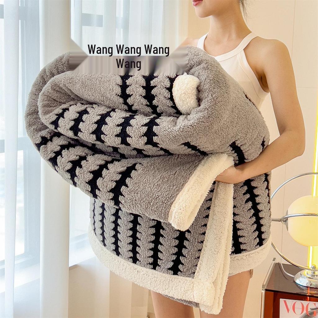 Klasse A Doppellagige Lammwoll-Decke mit Fleece-Futter – Dick, Multifunktional, Warm für Herbst & Winter mit Taft-Fleece-Bezug.