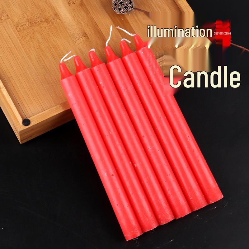 Smokeless Red and White Long-Burning Candles for Emergencies, Buddha, or Candlelight Dinners